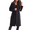Black, variant on Black Trench Coat Women Autumn and Winter Simple Long Sleeved Solid Color Single Breasted Woolen Jacket for Women Peacoat Womens Coat Black L
