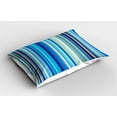 thumbnail image 2 of Ambesonne Blue Pillow Sham 2 Pack, Vertical Stripes Retro Art, 26"x20", Mustard Blue White, 2 of 3