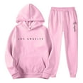 thumbnail image 4 of Valora Men's Suit Set for Everyday Casual Wear Two Piece Hooded Sports Ensemble with Raglan Sleeves and Pants for Autumn Winter Pink 3XL, 4 of 4