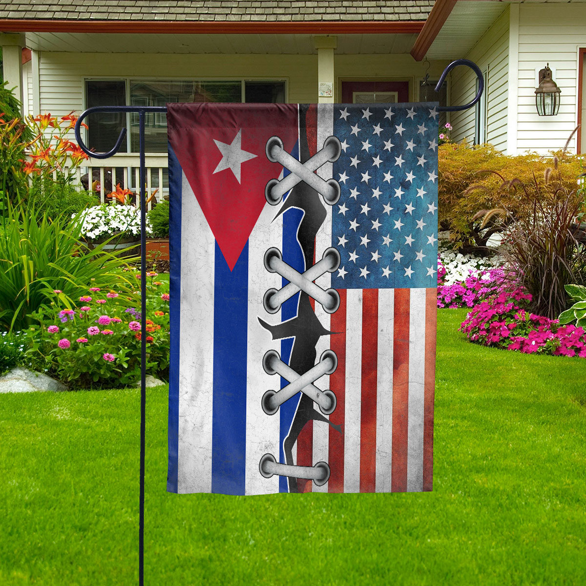 Flag Made In America With Cuban Parts Cuban American Friendship Root Proud House Flag, Double-Sided Decorative Outdoor Flag, Patriotic Polyester Yard Flag 29.5 x 39.5 in