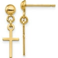 thumbnail image 1 of 14K Yellow Gold Polished Cross Dangle Post Earrings (19 X 6) Made In Indonesia tc741, 1 of 5