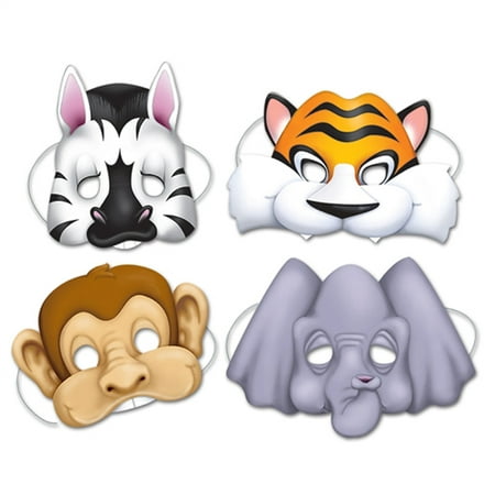 Jungle Animal Paper Masks (4 Pack) - Party Supplies