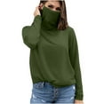 thumbnail image 1 of Hauts pour Femmes avec Cache-Cou Masque, Chandail à Enfiler Rafraîchissant, Protection Solaire, Manches Longues, Respirant, Léger, Chandails d'Été pour Camping et Randonnée, Vert, 1 of 6