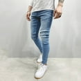 thumbnail image 4 of Utoimkio Men's Slim Fit Jeans Casual Denim Pants Straight Leg Elastic Waist Summer Beach Yoga Long Pants, 4 of 7