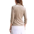 thumbnail image 3 of Chaquetas de terciopelo INSPIRE CHIC para el Día de San Valentín para mujeres, cárdigan de terciopelo abierto de 3/4 de manga, color camel, 3 of 6