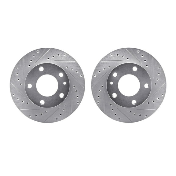 Dynamic Friction Company Front Brake Rotors-Drilled and Slotted-Silver 7002-31028