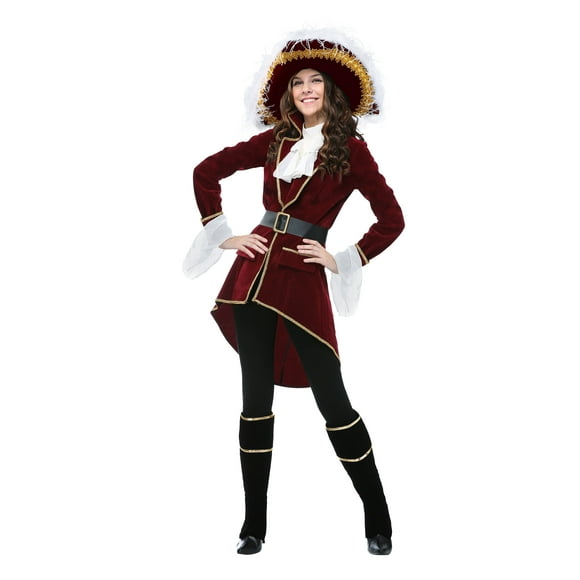 Captain Hook Pirate Halloween Costume for Women X-Large Red