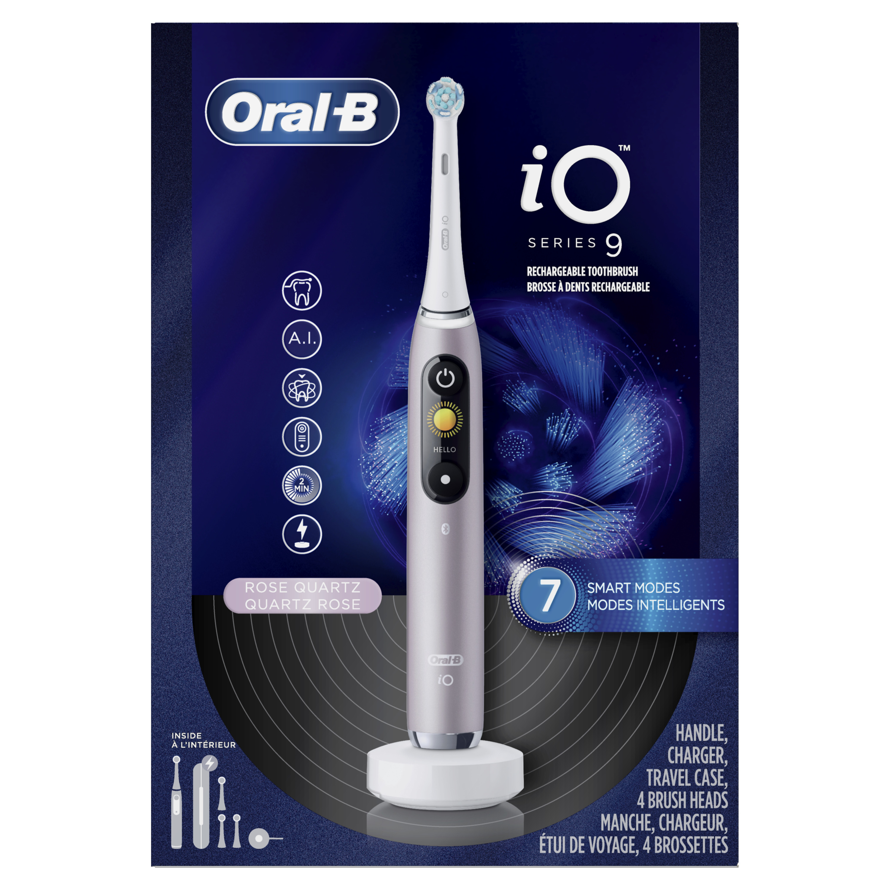 Oral-B iO Series 9 Electric Toothbrush with 4 Brush Heads, Rose Quartz - image 4 of 15