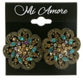thumbnail image 2 of Colorful & Gold-Tone Colored Metal Clip-On-Earrings With Crystal Accents #LQC239, 2 of 2