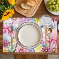 thumbnail image 4 of Easter Flowers Placemats Set of 8, Eggs Spring Floral Rustic Pink Checkered Placemats for Dining Table, Place Mats for Kitchen Tabletop, Waterproof Wipeable Dining Table Mats Set, 4 of 9