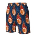 thumbnail image 4 of Adobk American Football and Fire Flames Print Men's Swim Trunks Hawaiian Bathing Suit Swimsuits Beach Shorts with Pockets-Medium, 4 of 6