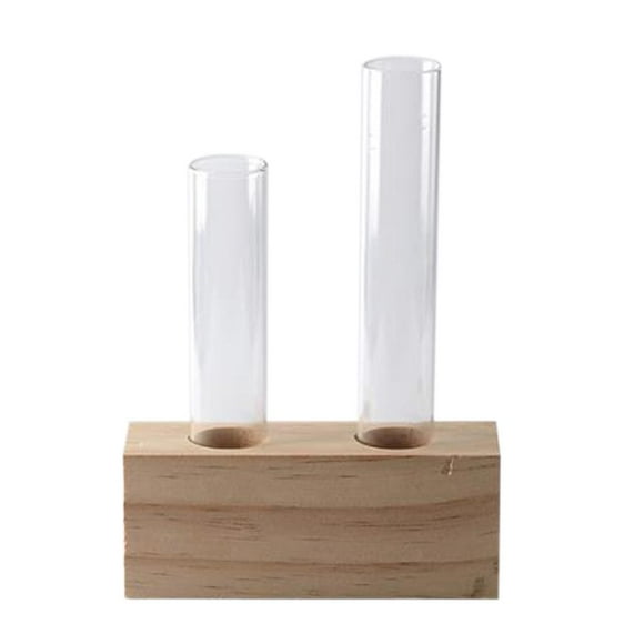 DOLITY Crystal Glass Test Tube Vase Flowers Plants hydroponic Planter+ Wooden Stand B