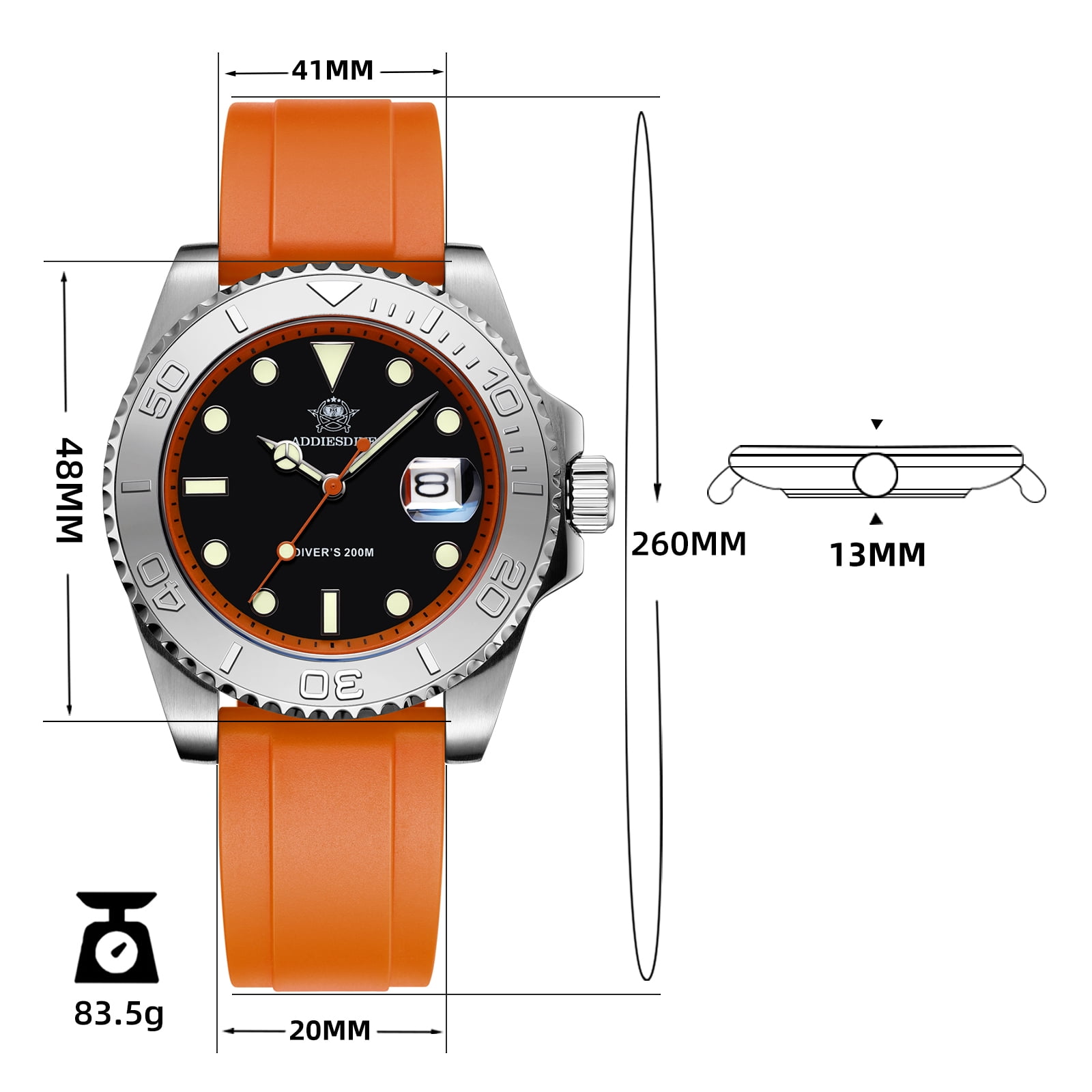ADDIESDIVE Men's Dive Watch - 200M Water Resistant, Japanese Quartz Movement, Ceramic Bezel & Super Luminous Quartz Watches for Men