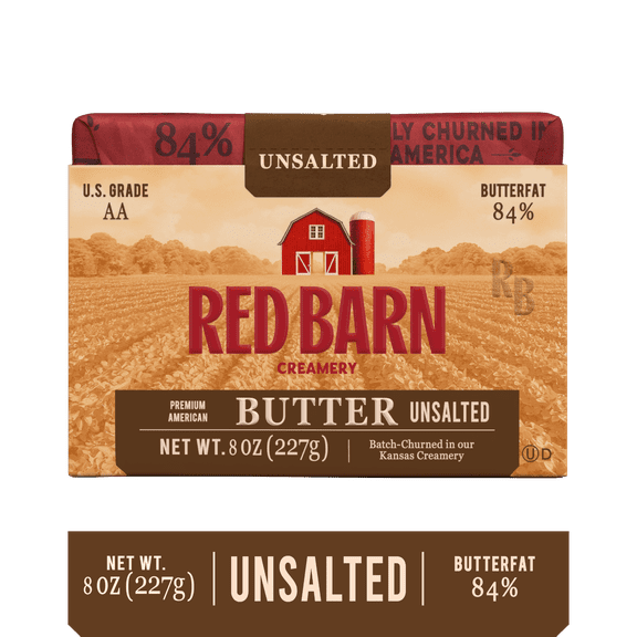 Red Barn Creamery, Premium Unsalted Butter, 8oz Brick