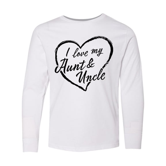 Inktastic I Love My Aunt and Uncle in Black Chalk Heart Long Sleeve Youth T-Shirt