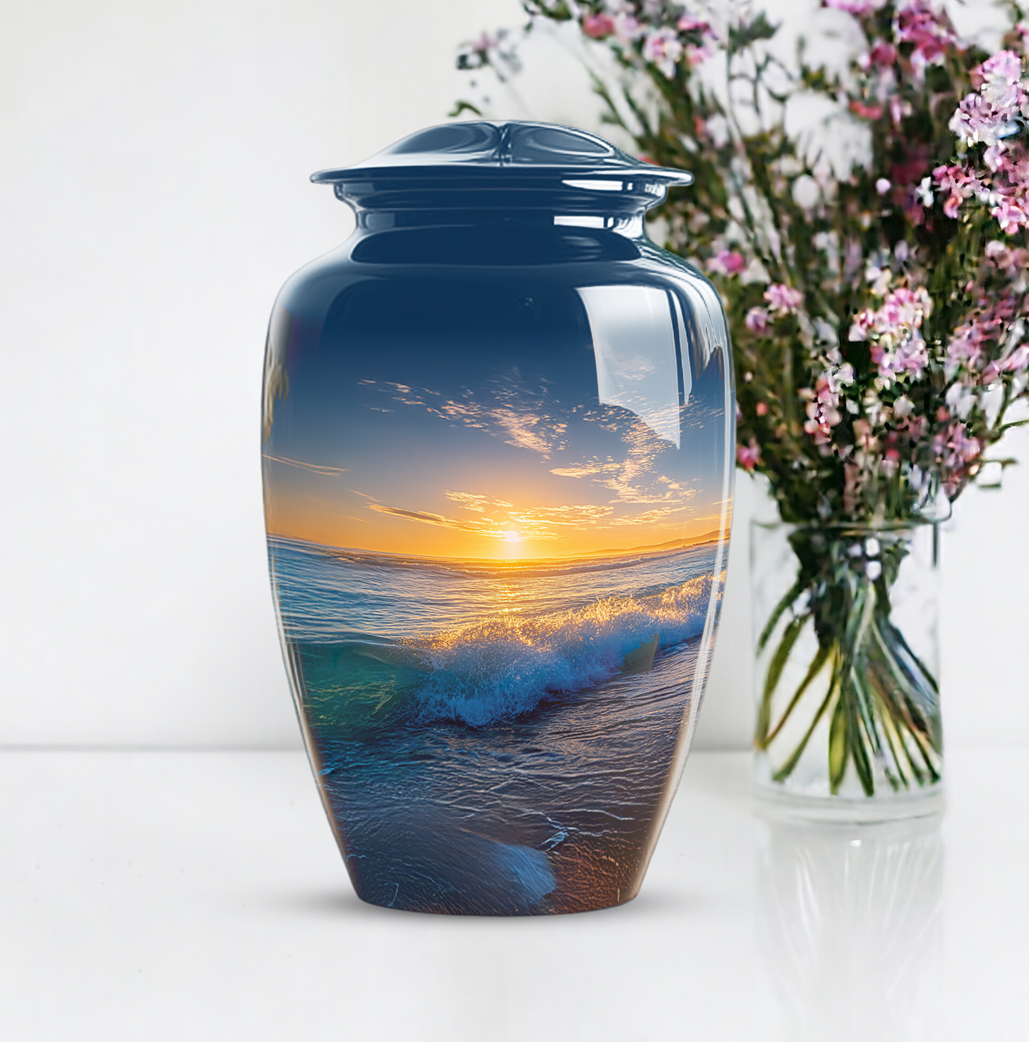 Beach Cremation Urns For Human Ashes Adult Female - 10 Inch Urn For Ashes For Women - Large Decorative Urn For Mom - Human Remains Urns ( Size:- 10 Inch )