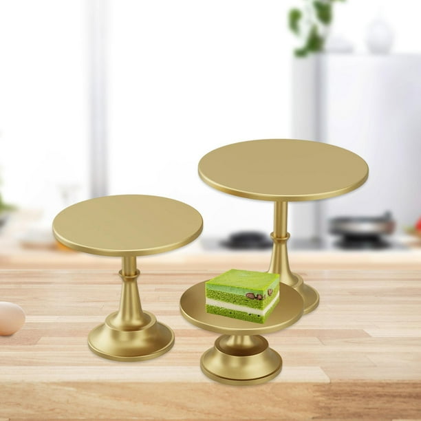 3 piezas de torta de pastel de 3 piezas Play de postre para servir con pedestal alto para showers redondear el soporte de horquillas de base Dorado