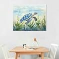 thumbnail image 2 of JEUXUS Ocean Wall Decor Blue Turtle Canvas Art Sea Pictures Coastal Print Painting Nautical Artwork For Home Office Ready to Hang, 2 of 4