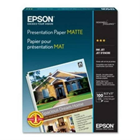 Epson S041069L Matte Presentation Paper, 27 lbs., Matte, 13 x 19, 100 Sheets Per Pack