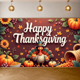 thumbnail image 3 of Decorative Design Happy Thanksgiving Banner Colorful Theme Fall Leaves Turkey Illustration for Thanksgiving Celebration Holiday Party Autumn Decoration, 3 of 9