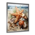 thumbnail image 2 of Designart "Starfish Sands in Orange and Blue II" Coastal Framed Wall Art - Coastal Orange Coastal Tropical Entryway Framed Wall Art Print, 2 of 6