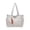 White, variant on Personalized Birth Flower Corduroy Tote Bag for Women 4 Color Options Custom Name Large Size Shoulder Bag with Zipper and Pockets for Work Travel Shopping Daily Use