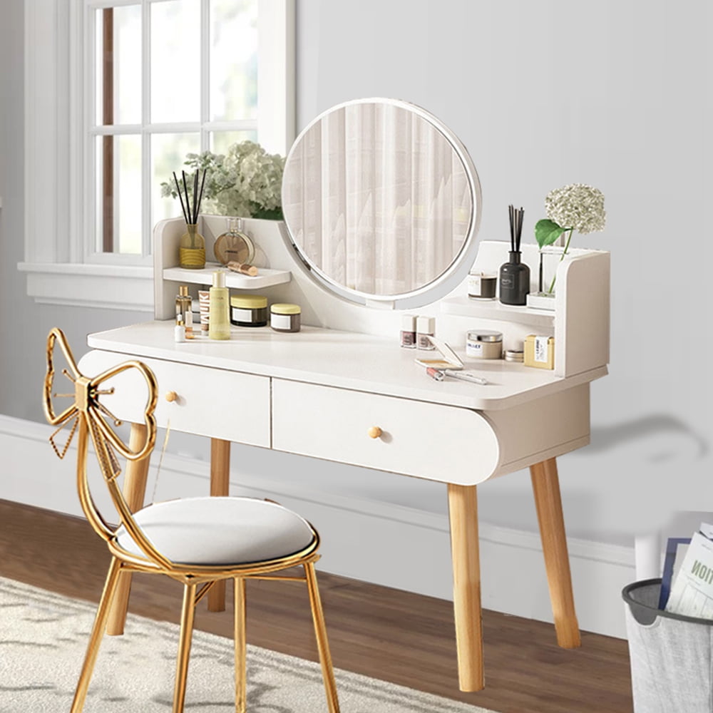 Vanity Table White Vanity Dressing Table Elegance Wood Makeup Desk with