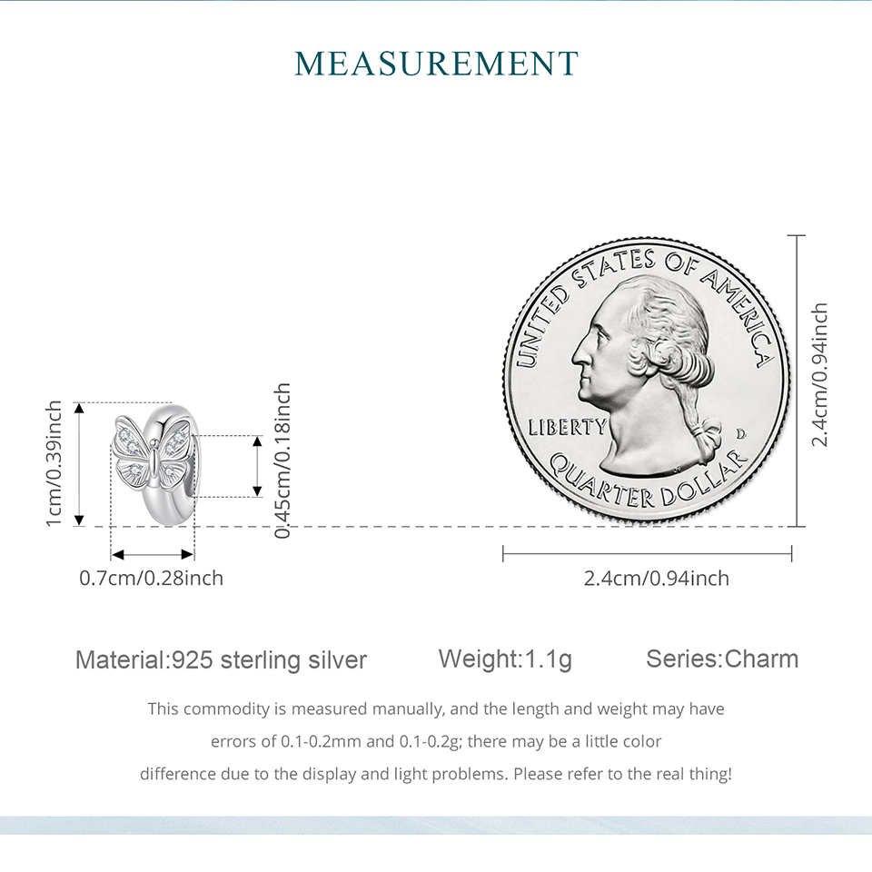 Butterfly Silicone Spacer Beads Charm, 925 Sterling Silver Accessory, Compatible with 3mm-4.5mm Bracelet