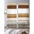 thumbnail image 3 of Brown Wood Grain Sheer Curtains 96 Inch Length 2 Panels Set, Vintage Country Geometric Striped Voile Window Treatment Semi Sheer Long Curtains Drapes for Bedroom/Living Room/Kitchen 52"x96"x2, 3 of 7