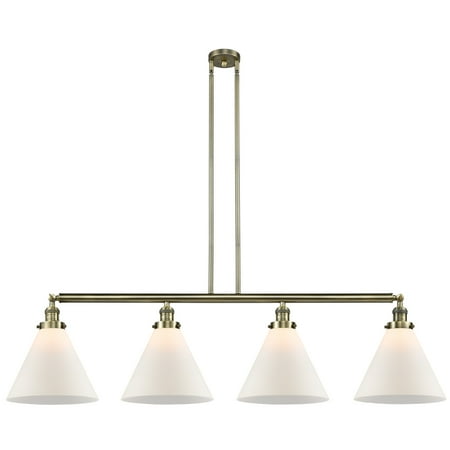 

Innovations Lighting Cone 4 Light 56 Stem Hung Island Light Antique Brass/Matte White