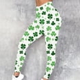 thumbnail image 2 of lcziwo Prime Sales Today Clearance, St Patricks Day Leggings for Women Casual Stretchy High Waisted Yoga Pants Novelty Shamrock Print Running Leggings Full Length Tight Trousers Green L, 2 of 6