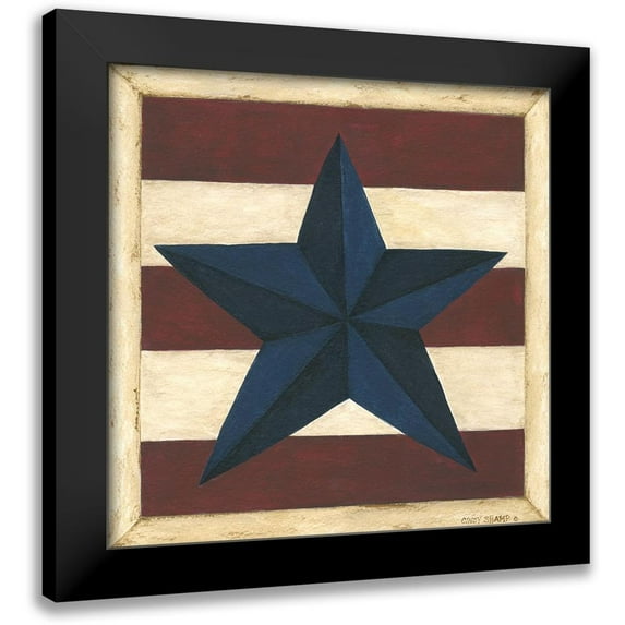 Shamp, Cindy 15x15 Black Modern Framed Museum Art Print Titled - Blue Star, Red Stripes