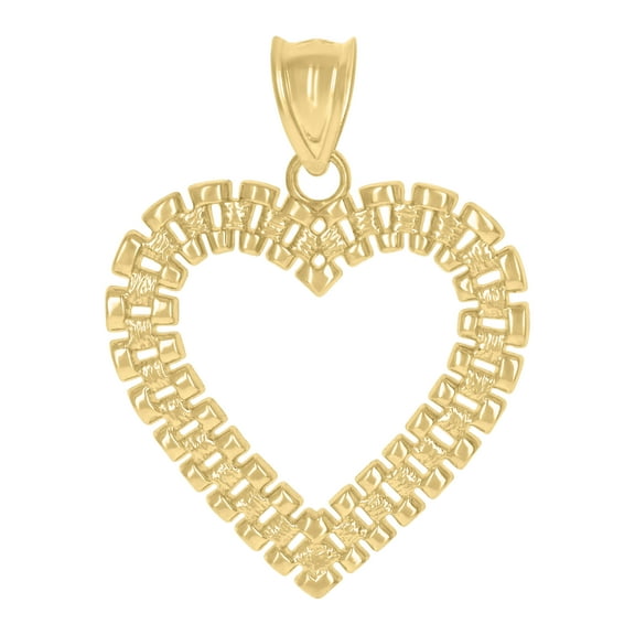 10kt Real Yellow Gold Womens Heart Charm Pendant