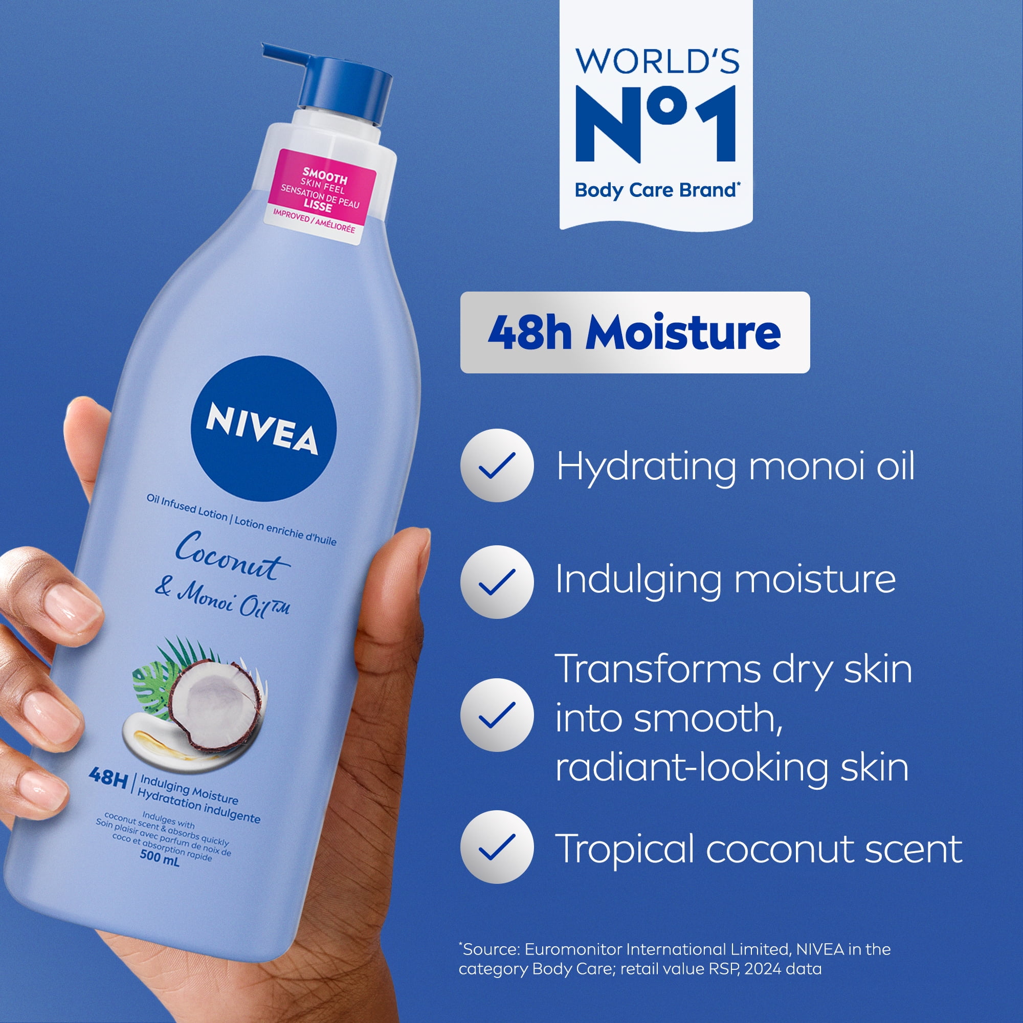NIVEA Coconut & Monoi Oil Infused Body Lotion for Women, Non-Greasy, 500mL
