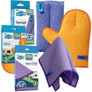 Pure-Sky Ultra-Microfiber Cleaning Cloth - JUST ADD Water No Detergents Needed - Includes Window and Glass Cleaning Towel Streak Free + Dusting and Cleaning Glove/MITT + Kitchen Cleaning Sponge