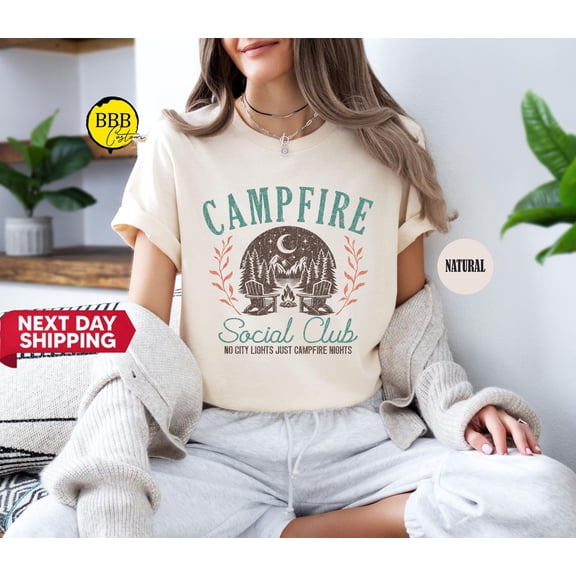 Campfire Social Club Shirt: Nature Lover Camping Tee TSHIRT All Size S-5XL