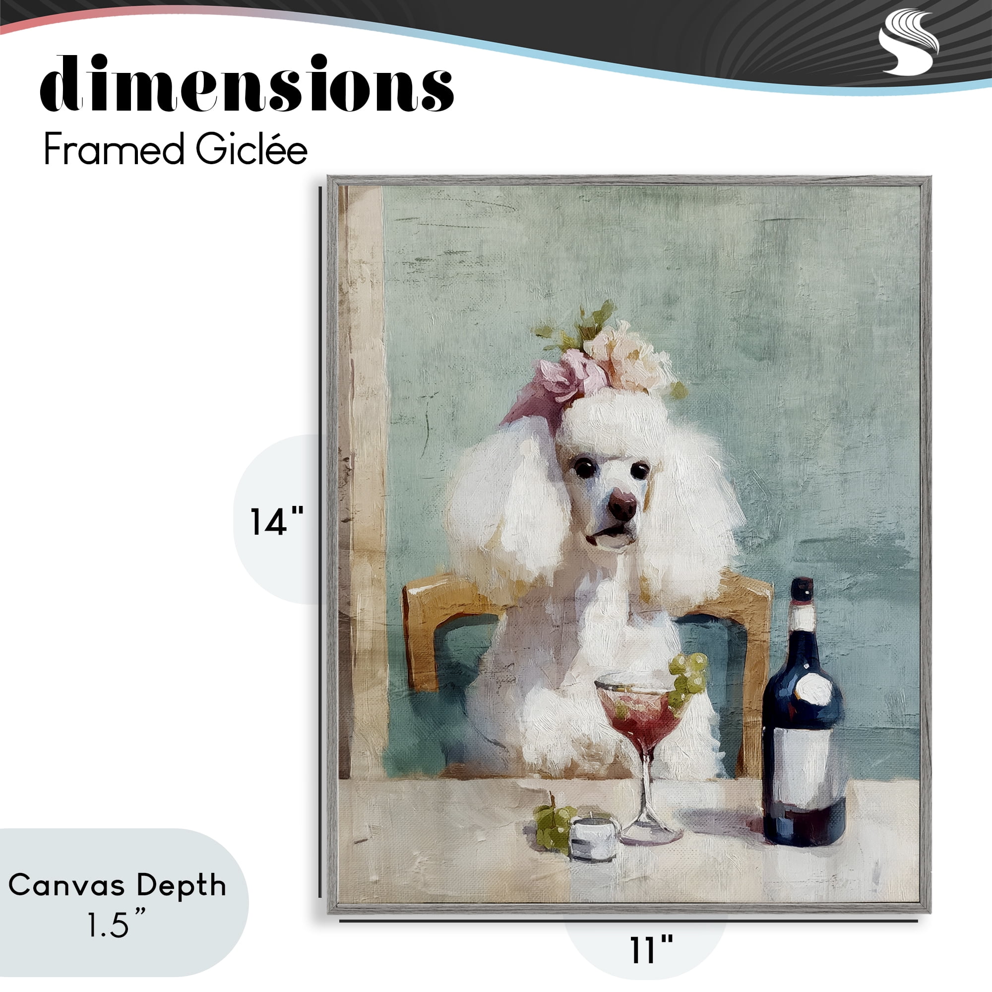 Stupell Industries Poodle At Lunch Gray Framed Giclee Art, design by Annabelle Hall