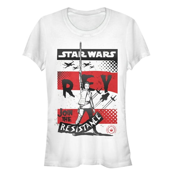 Junior's Star Wars The Last Jedi Rey Message  Graphic Tee White Medium