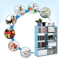thumbnail image 3 of Portable Bookshelf 8/9 Cube Storage Organizer 5 Shelf Bookcase 49*31.5*12 inch Kid Adjustable Bookcase DIY Square Organizer Shelving for Home Office Bedroom, 3 of 7