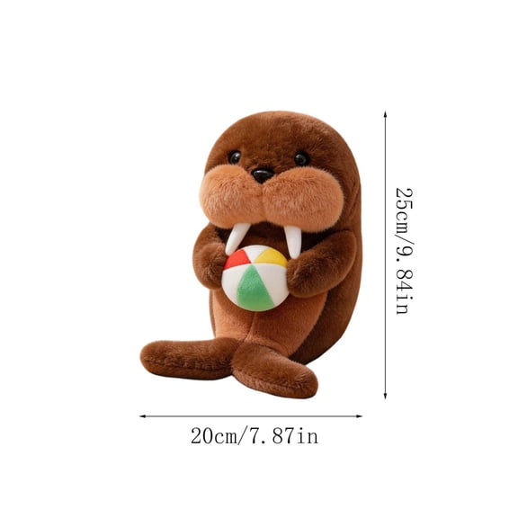 Plush Walrus Toy, Cute Ball Holding, 1 Pack 9.8in, Soft Stuffed Animal for Kids Snuggling Play