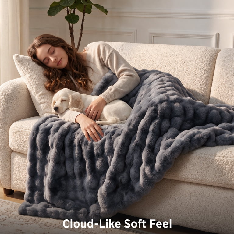 U by Bedsure Gentlesoft Fluffy Fleece Throw Blanket, 50x60" photo 2