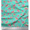 thumbnail image 1 of Soimoi Satin Silk Fabric Seeds & Watermelon Fruits Printed Fabric 1 Yard 42 Inch Wide, 1 of 1