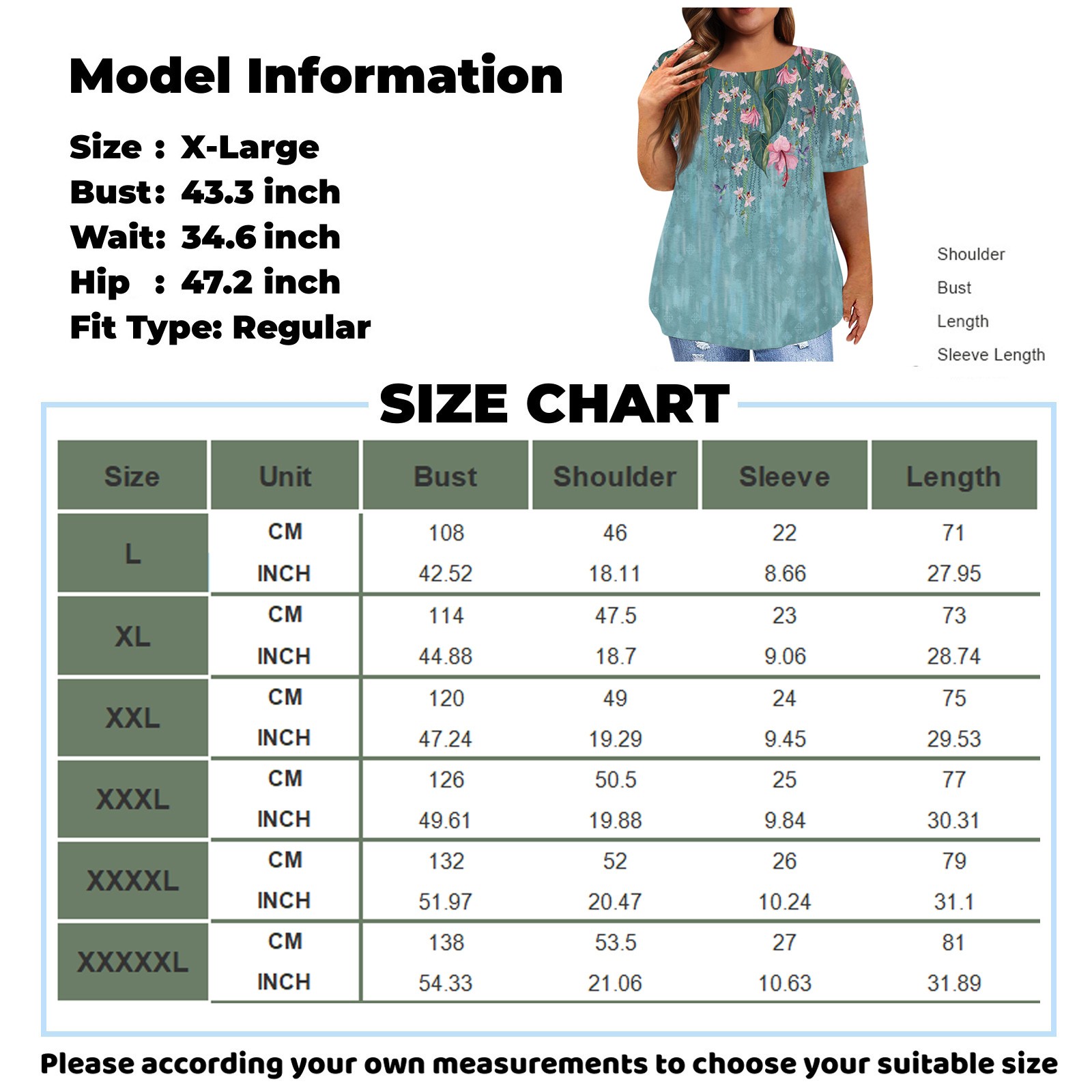 TQWQT Plus Size Tshirts for Women Fashion Plus Spring Tops Crew Neck ...