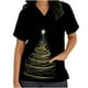 thumbnail image 1 of Tops Para Mujer Blusa Navideña Camisas Manga Corta Cuello en V Uniforme Árbol Impreso Bolsillos Enfermería Odeerbi  ODB171034, 1 of 5