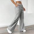 thumbnail image 7 of Womens Striped Cotton Linen Pants Low Rise Wide Leg Trendy Drawstring Elastic Waist Casual Trouser With Pockets, 7 of 7