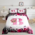 thumbnail image 2 of Erosebridal Letter Initial Bedding King Comforter Set,Monogrammed Personalized Bedding Sets King with Comforter,Flower Decor,Reversible,Super Cozy,3 Pieces, 2 of 8