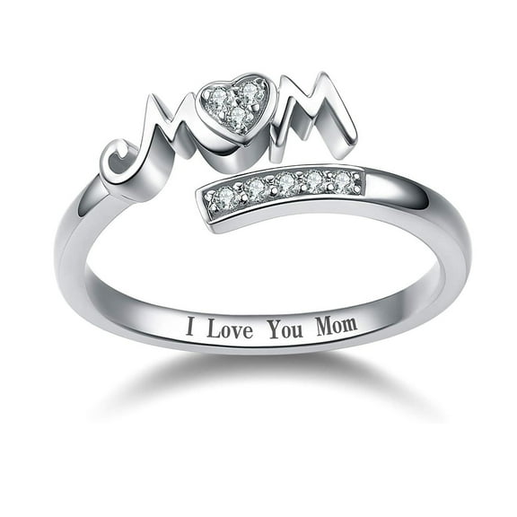 925 Sterling Silver Mom Rings Mothers Ring Women Jewelry for Mum
