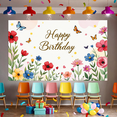 thumbnail image 5 of Floral Themed Happy Birthday Banner Backdrop Background Party Decorations for Birthday Party Photography Props Celebrations Event Decor, 5 of 7