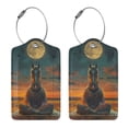 thumbnail image 3 of Sikiie Sunset Prairie Meditating Horse Luggage Tag for Suitcase Leather Baggage Tag with Stainless Steel Loop Privacy Cover for Women Men Girls-2 PCS, 3 of 5