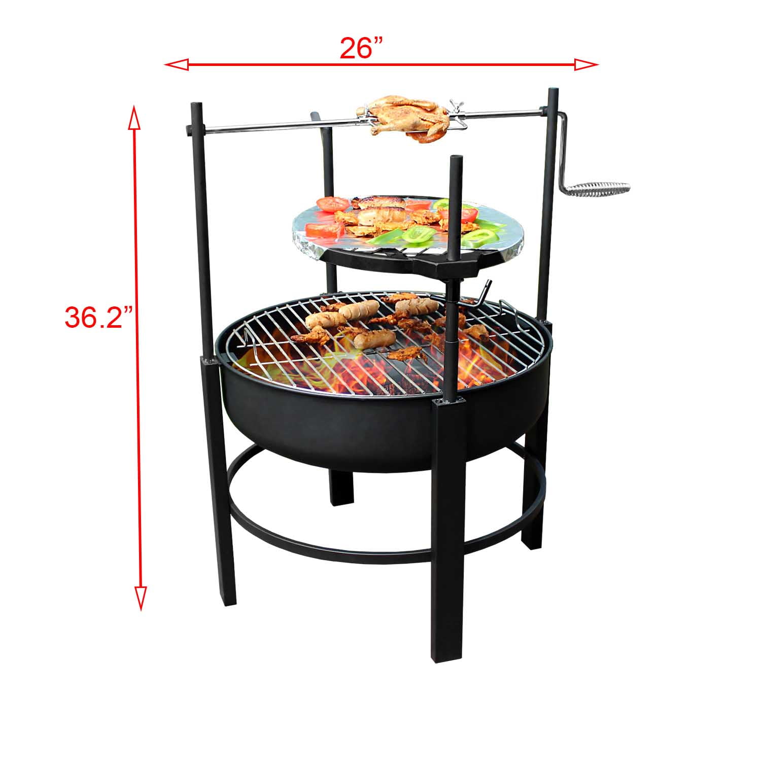 Aimee Lii Fire Pit with 2 Grill, Round Metal Wood Burning Firepit with Surrounding Removable Cooking Grill for Camping, Outdoor Heating, Bonfire, and Picnic Aimee Lii Fire Pit with 2 Grill, Round Metal Wood Burning Firepit with Surrounding Removable Cooking Grill for Camping, Outdoor Heating, Bonfire, and Picnic